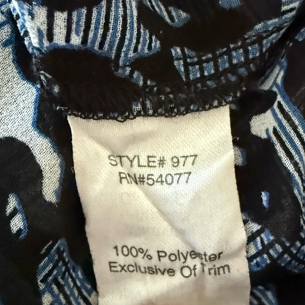 CAbi Fatale Blue and Black Leopard Print Sheer Blouse